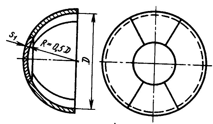 Диаметр аппарата. Сферическая форма днища. Сферическое днище чертеж. Донышко сферическое. Сферическое днище ГОСТ.
